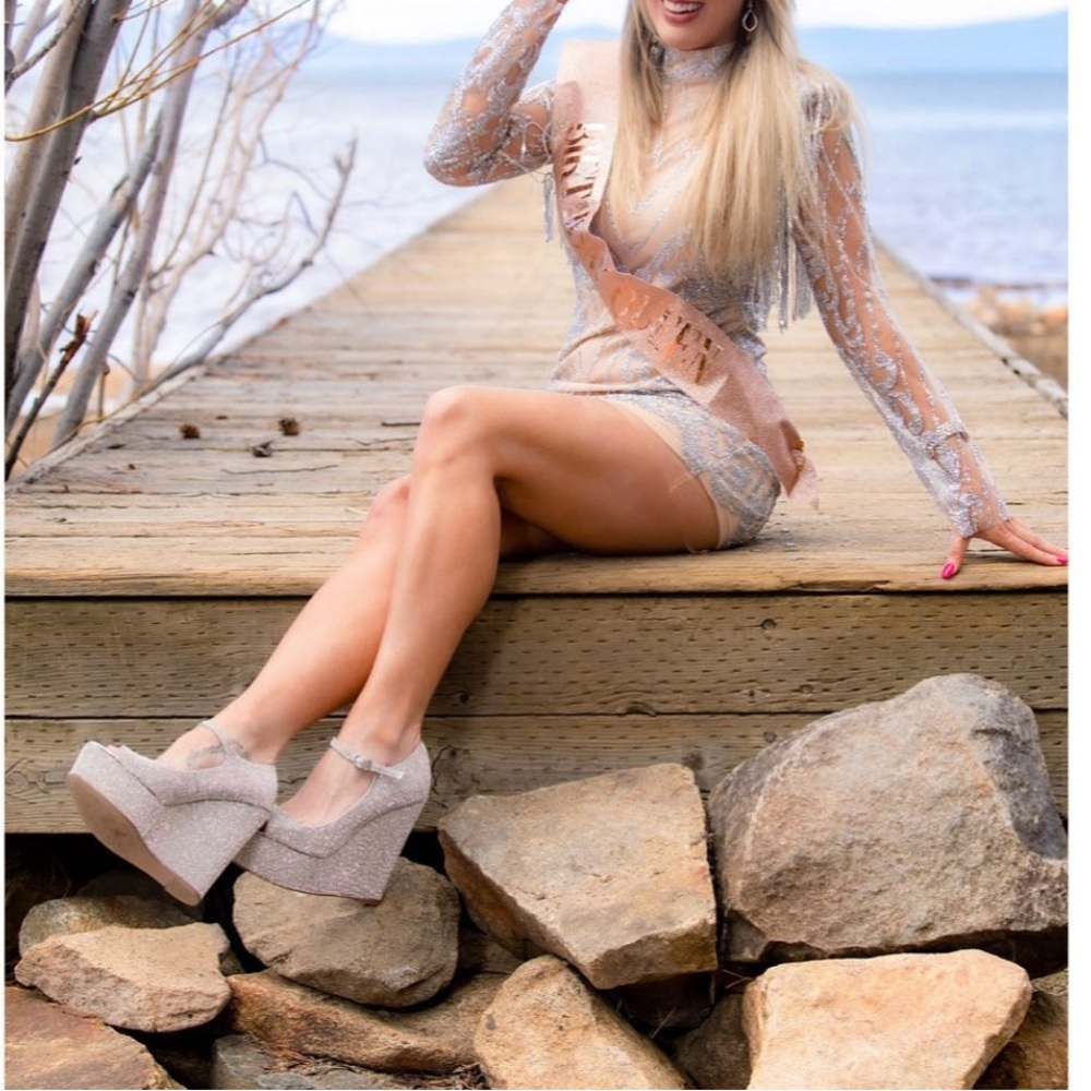 Glitter Long Sleeve Cocktail Dress - Size Small